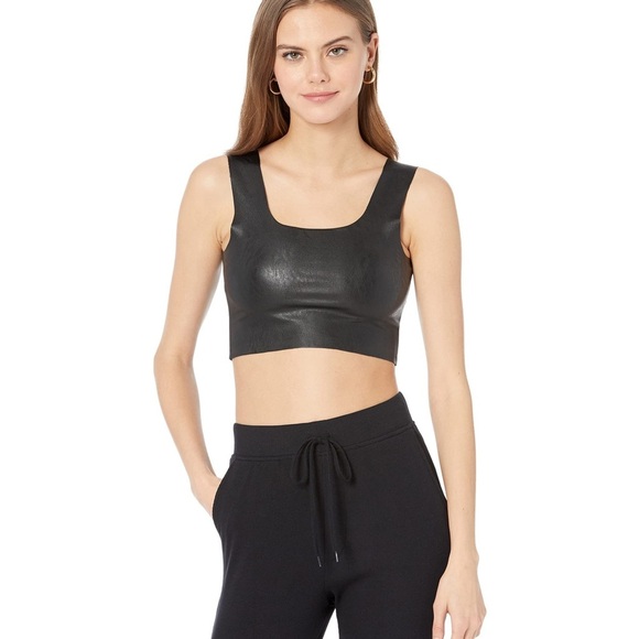 Commando Faux Leather Squareneck Crop Top - Picture 2 of 6